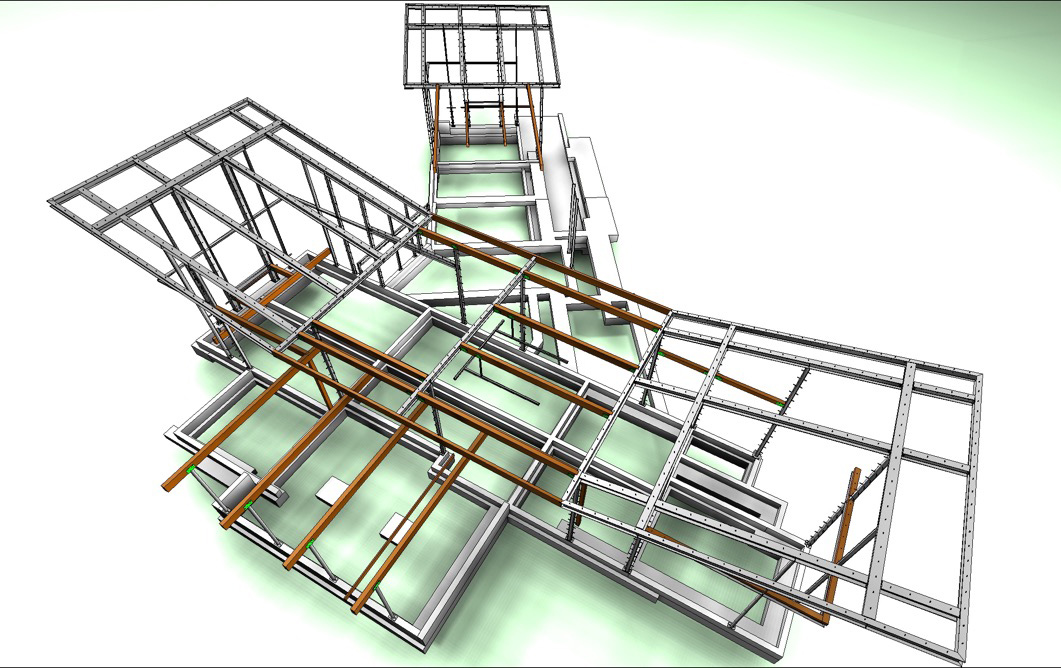 <b>Steel Frame Structure</b><span><br /> Designed by <b>Frank Portschy</b> • Created and rendered in <a href='/3d-modeling/3d-modeling-cobalt.html'>Cobalt CAD & 3D Modeling Software</a></span>
