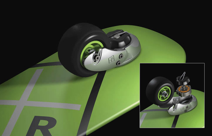 <b>Inline Skateboard</b><span><br /> Designed by <b><a href='/success-stories/watching-conceptual-design-take-form/'>Luc Heiligenstein</a></b> for <b>Tres Design Group</b> • Created in Ashlar-Vellum CAD & 3D Modeling Software</span>