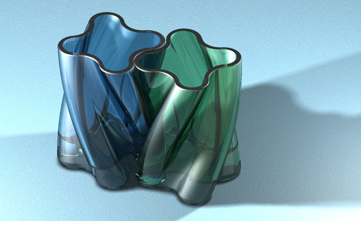 <b>Glass Vases</b><span><br /> Designed by <b>Vitor Neves</b> • Created in <a href='/3d-modeling/3d-modeling-cobalt.html'>Cobalt CAD & 3D Modeling Software</a></span>