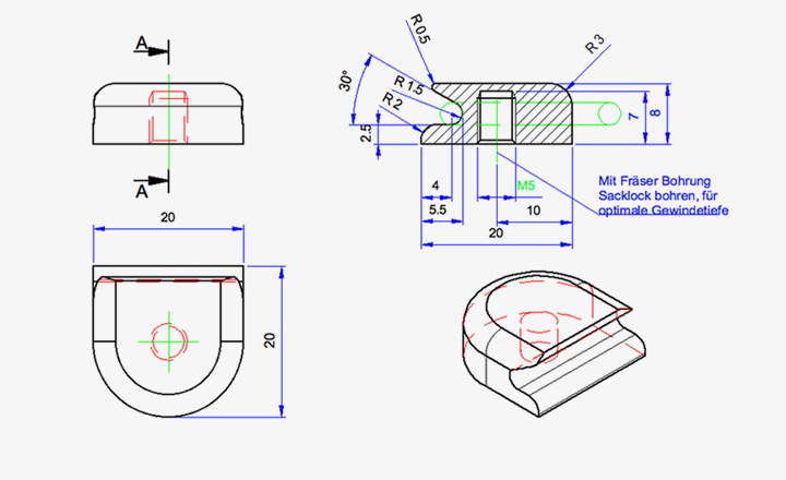 <b>The Ski Piercing</b><span><br /> Designed by <b>Walter Arnold</b> • Created in <a href='/2d-3d-drafting/2d-3d-cad-graphite.html'>Graphite Precision CAD Software</a></span>