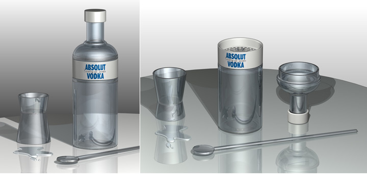 <b>Absolut Bottle</b><span><br /> Designed by <b>Fred Puksta</b> • Created in <a href='/3d-modeling/3d-modeling-cobalt.html'>Cobalt CAD & 3D Modeling Software</a></span>
